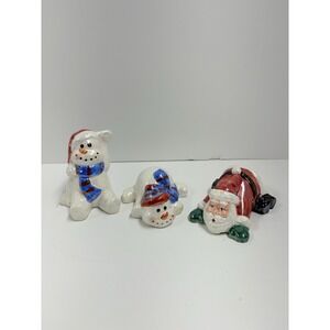 Vintage Christmas Figurines 3 Snowmen‎ and Santa